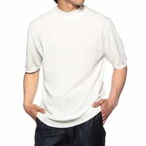 海島綿半袖モックネックニットTシャツ