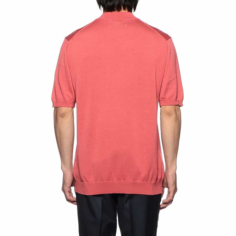 BARNEYS NEW YORK 海島綿半袖モックネックニットTシャツ PINK