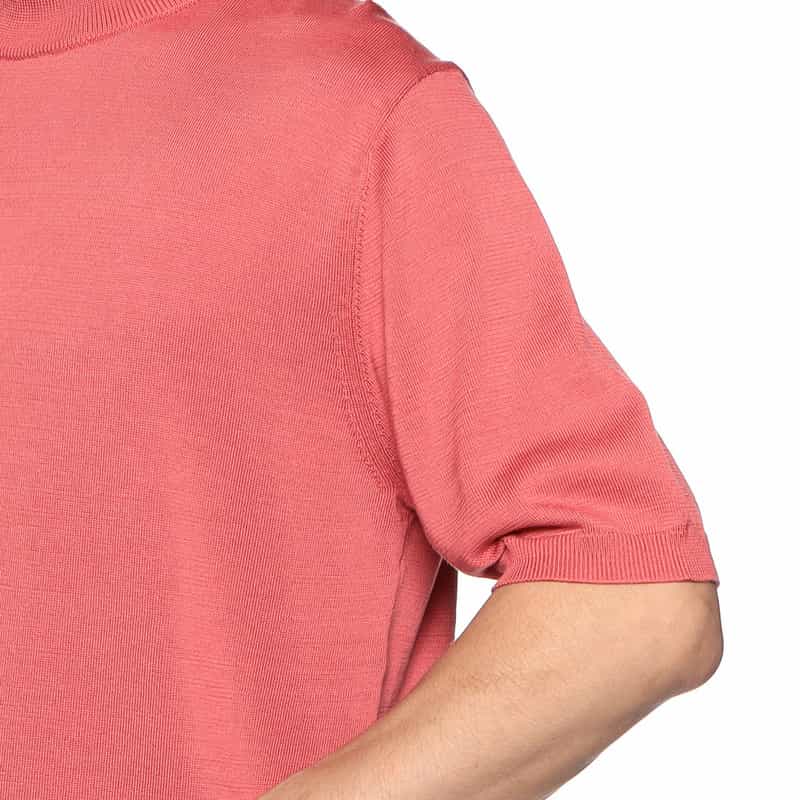 BARNEYS NEW YORK 海島綿半袖モックネックニットTシャツ PINK