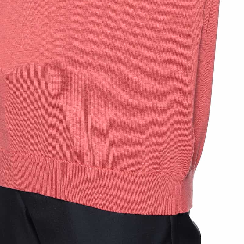 BARNEYS NEW YORK 海島綿半袖モックネックニットTシャツ PINK
