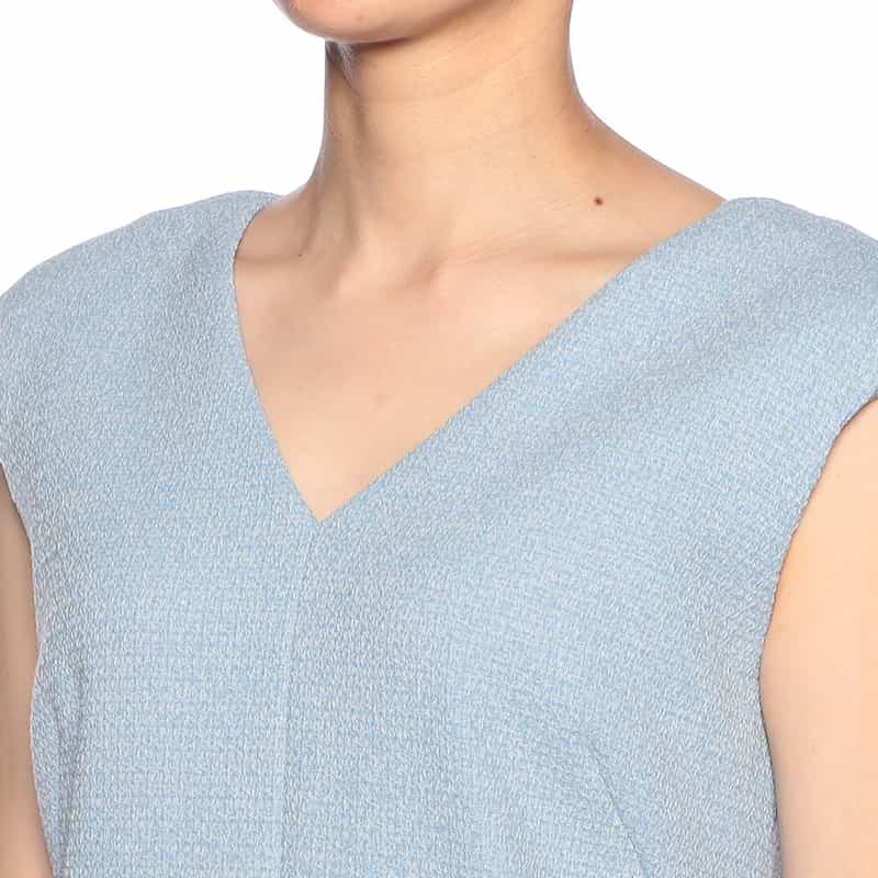 AKIKO OGAWA. セットアップツイード×オーガンジー コンビネーションドレス LIGHT BLUE