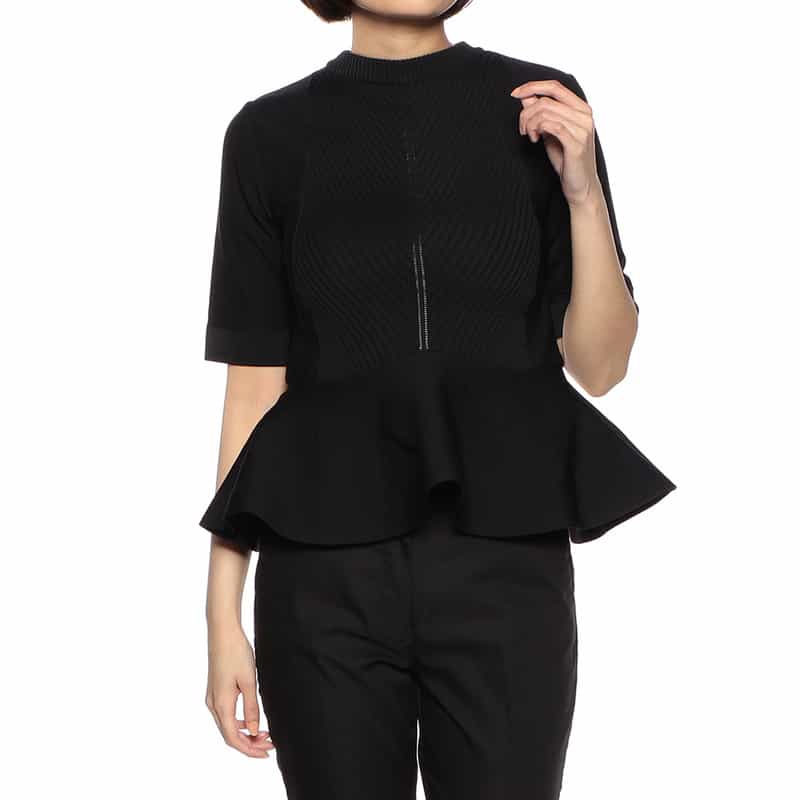 BARNEYS NEW YORK セットアップペプラムニットプルオーバー BLACK