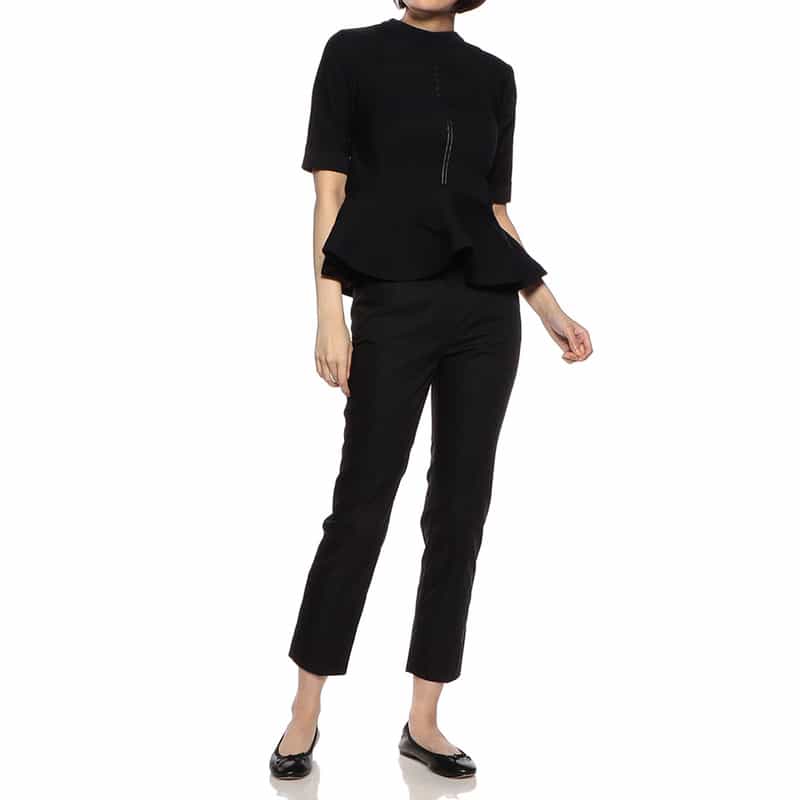 BARNEYS NEW YORK セットアップペプラムニットプルオーバー BLACK
