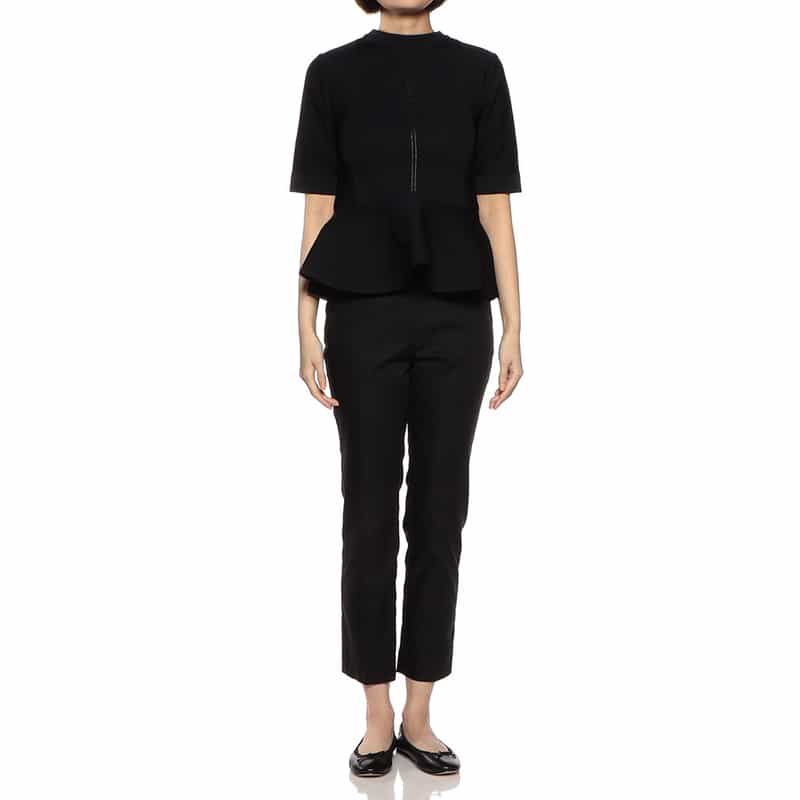 BARNEYS NEW YORK セットアップペプラムニットプルオーバー BLACK