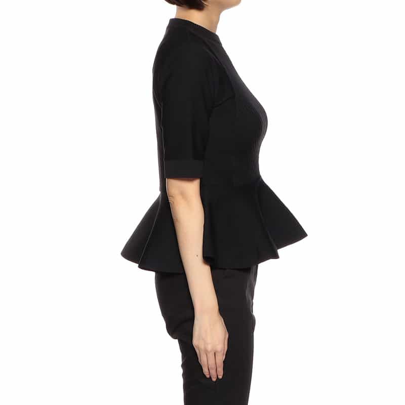 BARNEYS NEW YORK セットアップペプラムニットプルオーバー BLACK