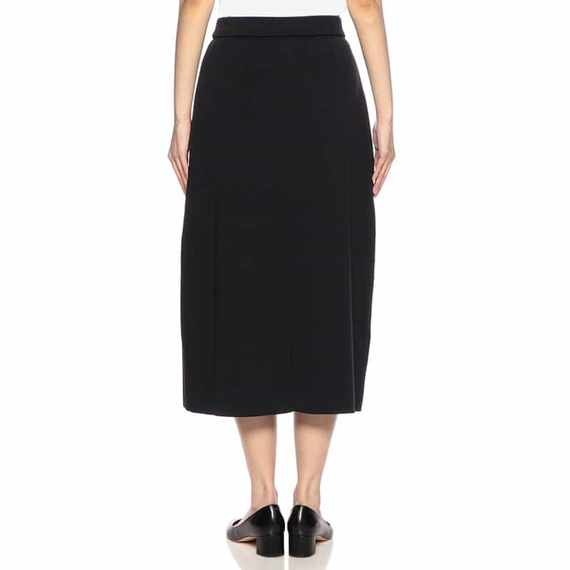 BARNEYS NEW YORK セットアップウォッシャブル セミフレアロングスカート BLACK