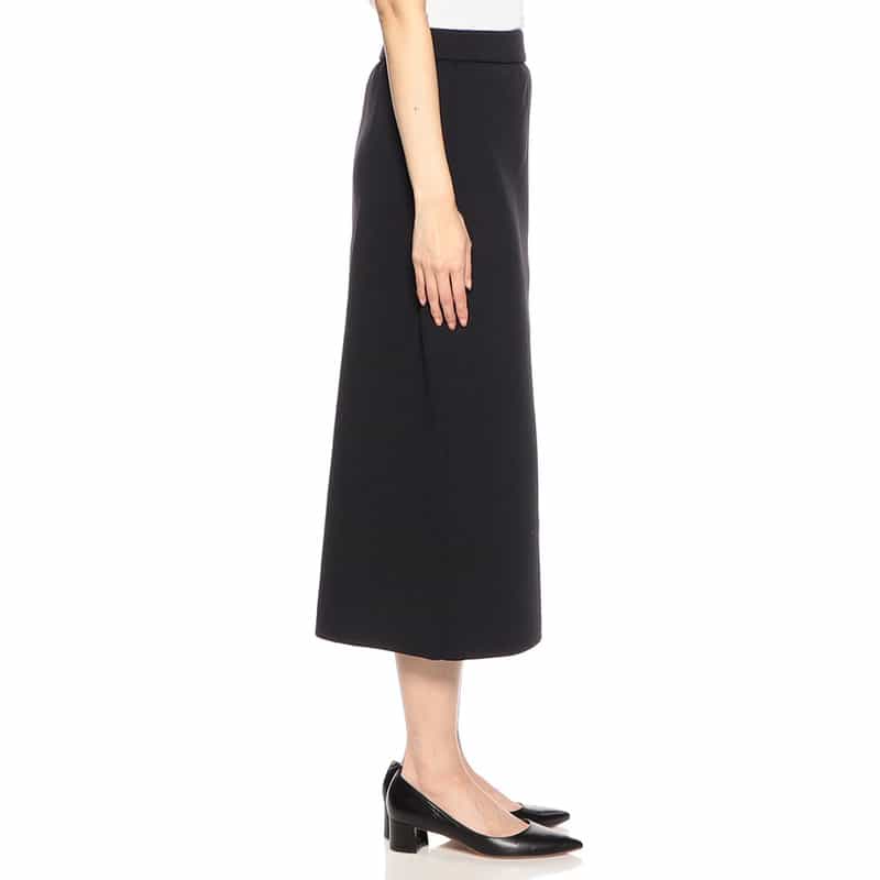 BARNEYS NEW YORK セットアップウォッシャブル セミフレアロングスカート BLACK