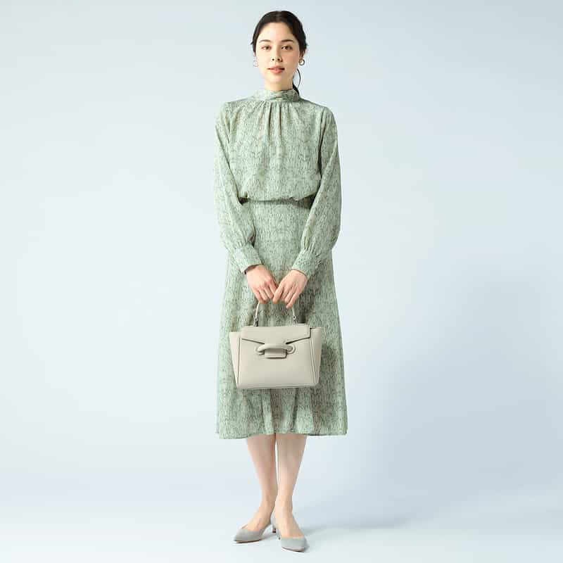 BARNEYS NEW YORK セットアップウォッシャブル プリントマーメイドスカート GREEN