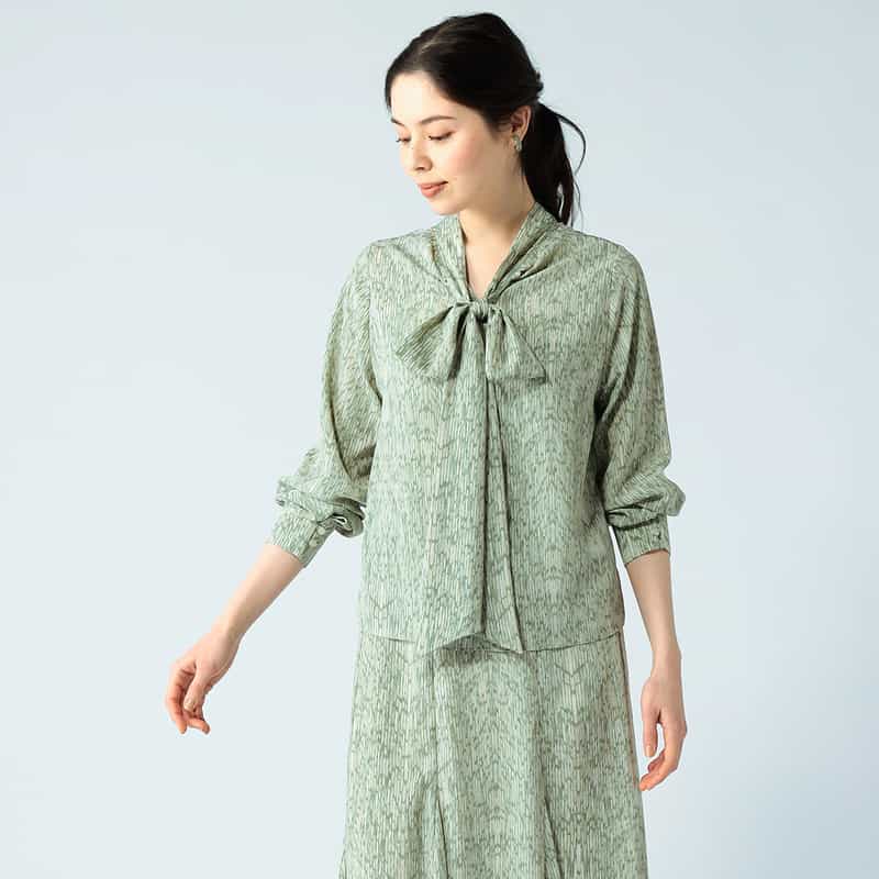 BARNEYS NEW YORK セットアップウォッシャブル プリントマーメイドスカート GREEN