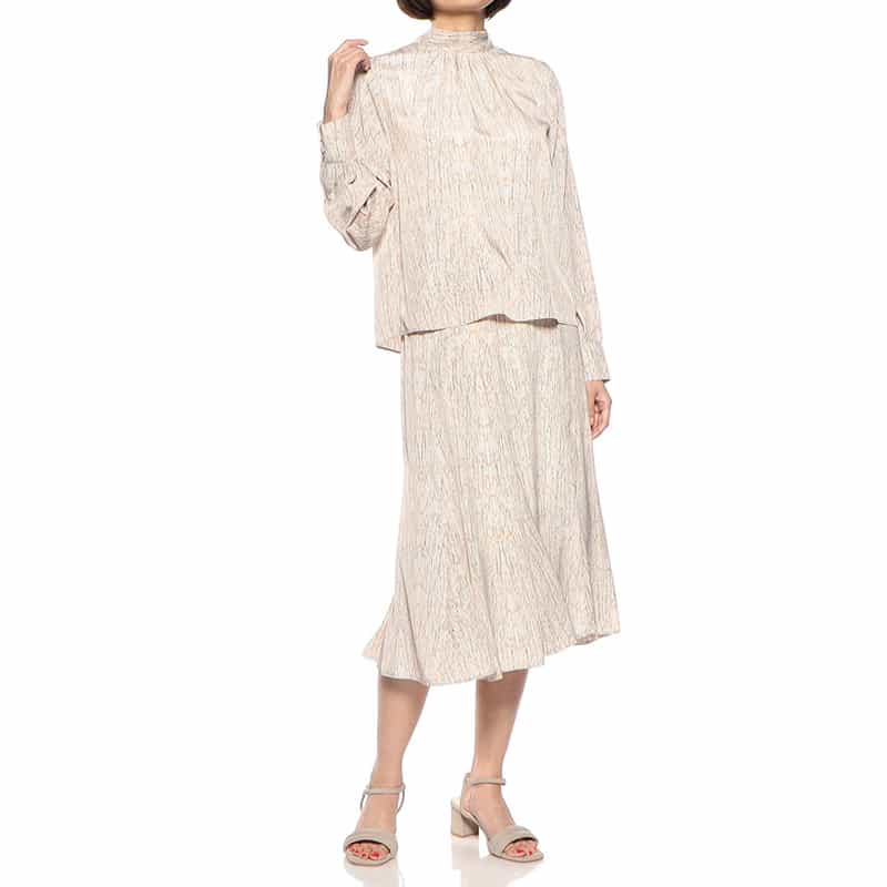 BARNEYS NEW YORK セットアップウォッシャブル プリントマーメイドスカート LIGHT PINK