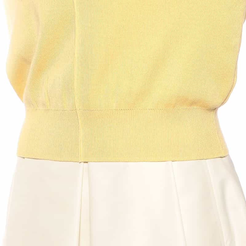 BARNEYS NEW YORK コンビネーションボリュームスリーブピンタックニットプルオーバー YELLOW