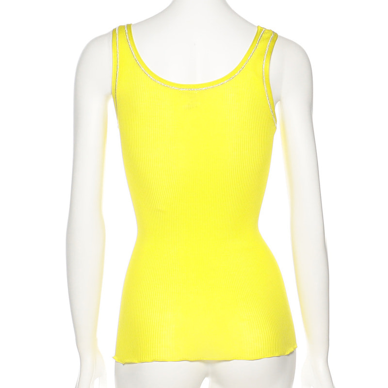 OSCALITO シルバートリムコットンリブタンクトップ YELLOW