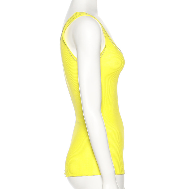 OSCALITO シルバートリムコットンリブタンクトップ YELLOW