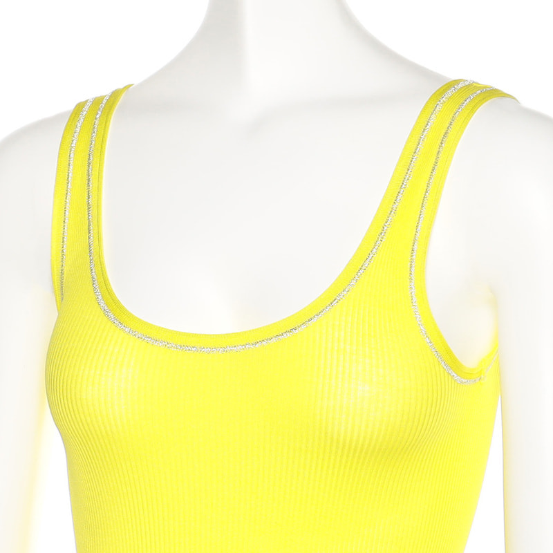 OSCALITO シルバートリムコットンリブタンクトップ YELLOW