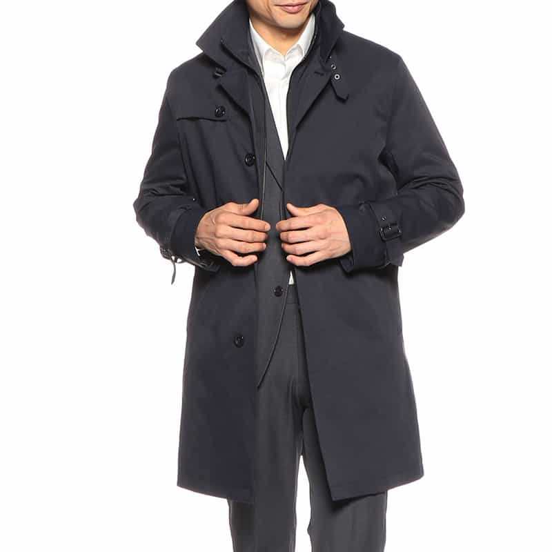 BARNEYS NEW YORK キルティングライナーシングルトレンチコート NAVY