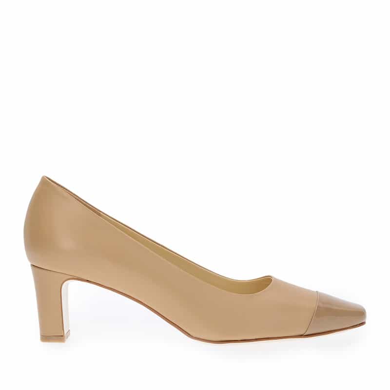 BARNEYS NEW YORK コンビネーションスクエアトゥパンプス BEIGE