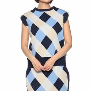 ウォッシャブル ダイヤ柄ニットプルオーバー