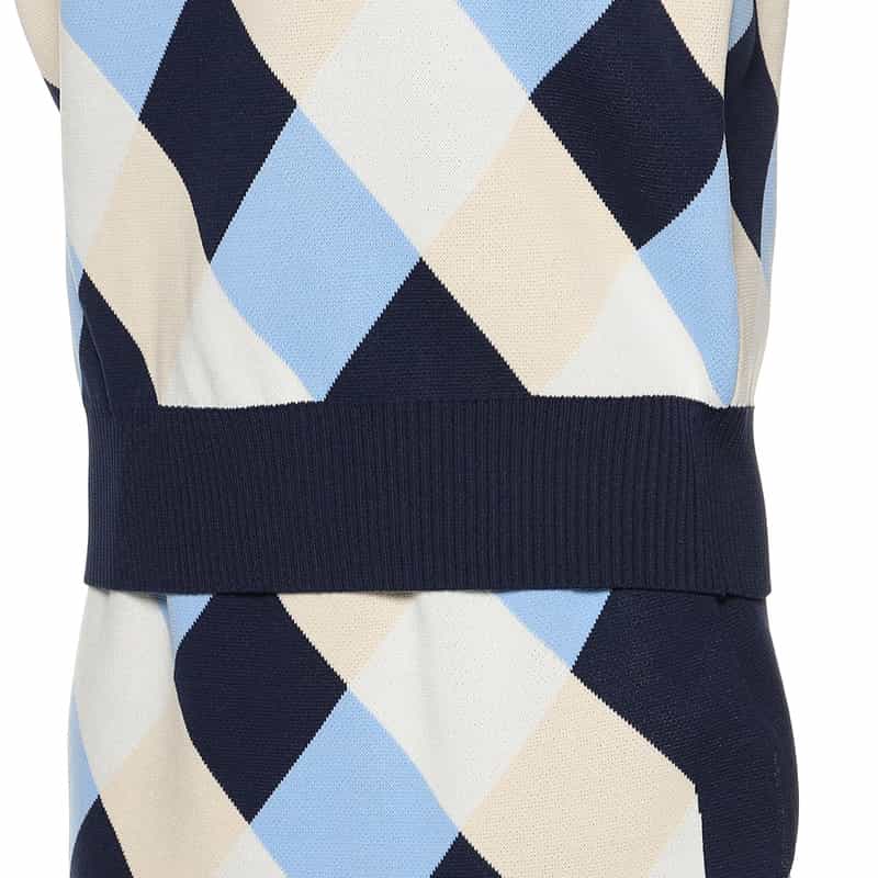 BARNEYS NEW YORK ウォッシャブル ダイヤ柄ニットプルオーバー NAVY