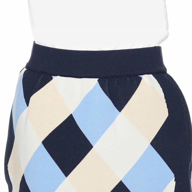 BARNEYS NEW YORK ウォッシャブル ダイヤ柄ニットスカート NAVY