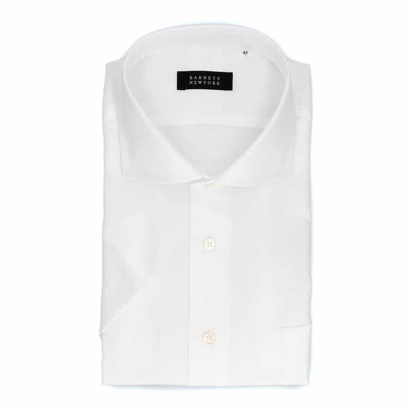 BARNEYS NEW YORK イージーケア半袖ドレスシャツ WHITE