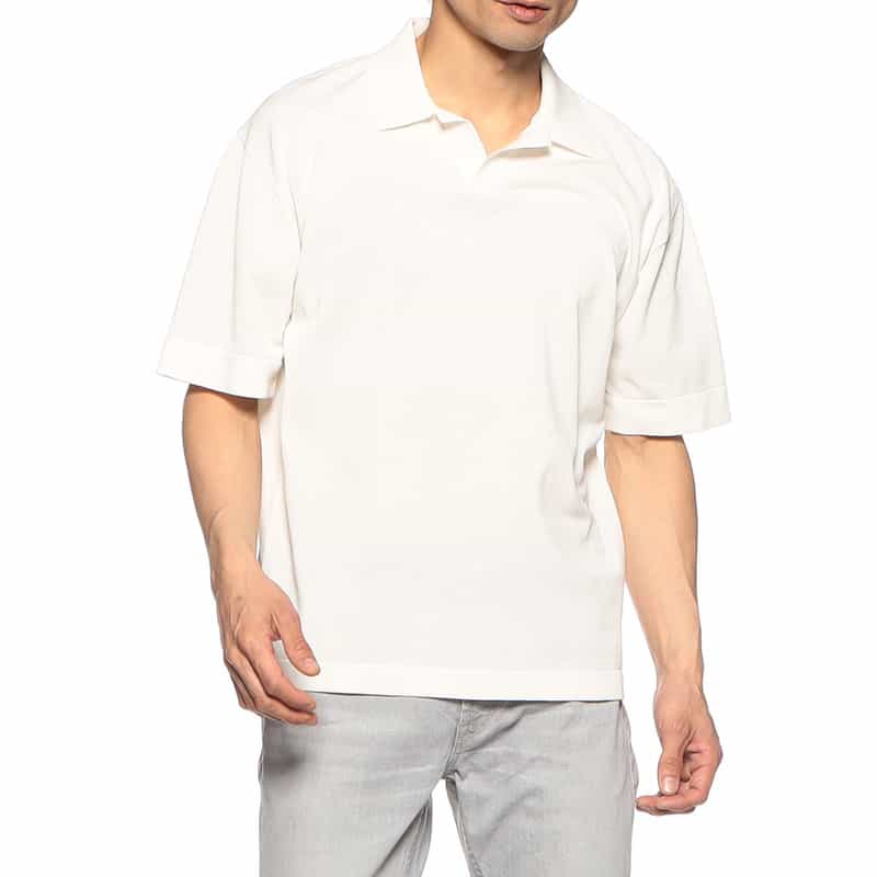 SIDE SLOPE バーニーズ　ニューヨーク限定ドライタッチポロシャツ WHITE