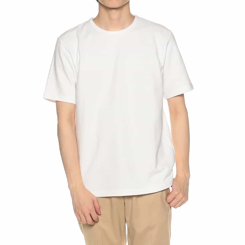 BARNEYS NEW YORK タック編みクルーネックTシャツ WHITE