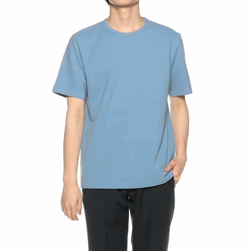 BARNEYS NEW YORK タック編みクルーネックTシャツ BLUE