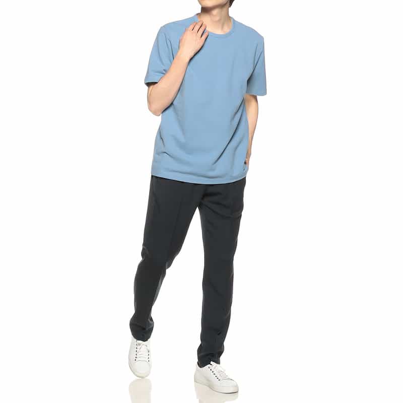 BARNEYS NEW YORK タック編みクルーネックTシャツ BLUE