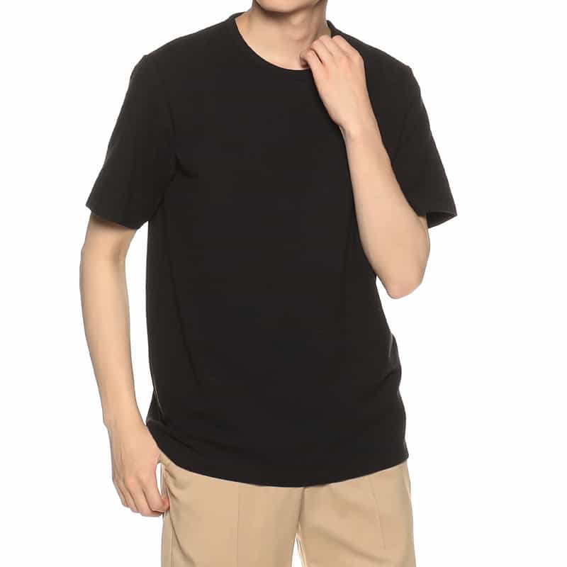 BARNEYS NEW YORK タック編みクルーネックTシャツ BLACK