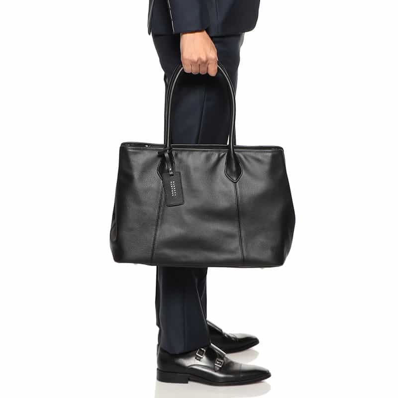 BARNEYS NEW YORK レザートートバッグ(M) BLACK