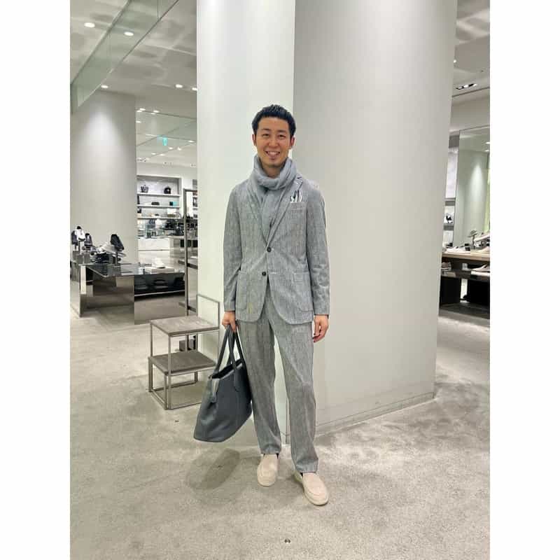 BARNEYS NEW YORK レザートートバッグ（M） GRAY
