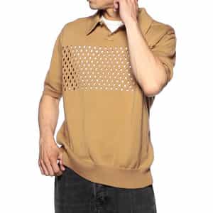 メッシュ切替ニットポロシャツ