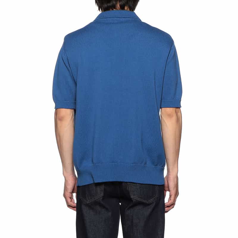 BARNEYS NEW YORK メッシュ切替ニットポロシャツ BLUE
