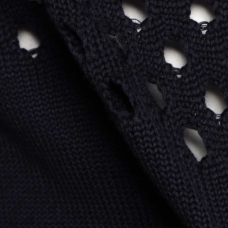 BARNEYS NEW YORK メッシュ切替ニットポロシャツ NAVY