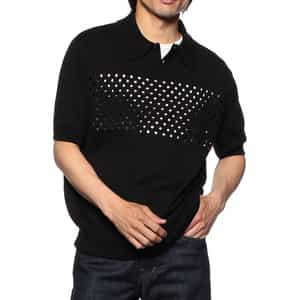 メッシュ切替ニットポロシャツ