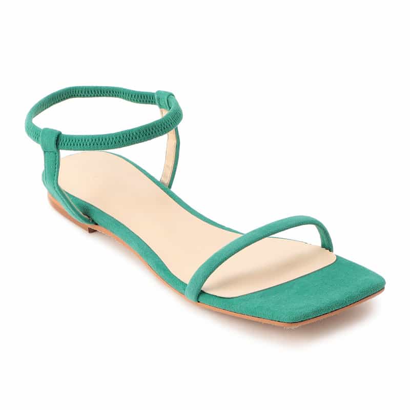 BARNEYS NEW YORK アンクルストラップフラットサンダル GREEN