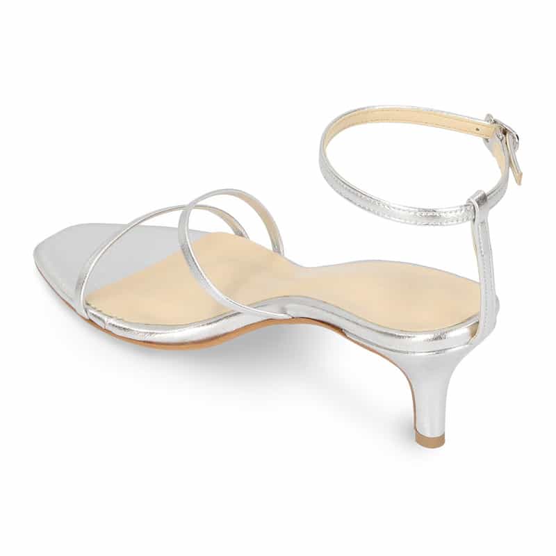 BARNEYS NEW YORK アンクルストラップヒールサンダル SILVER