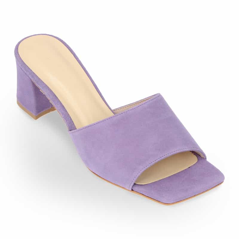 BARNEYS NEW YORK スクエアオープントゥヒールサンダル PURPLE