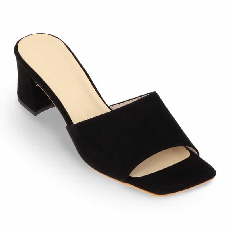 BARNEYS NEW YORK スクエアオープントゥヒールサンダル BLACK