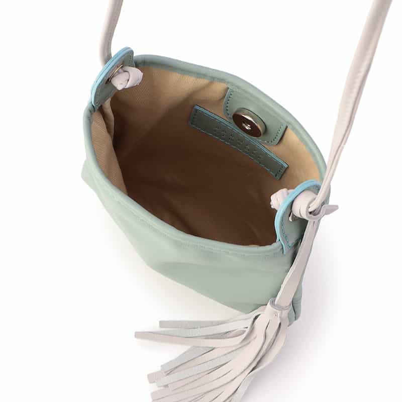 BARNEYS NEW YORK バイカラーフリンジミニポシェット GREEN