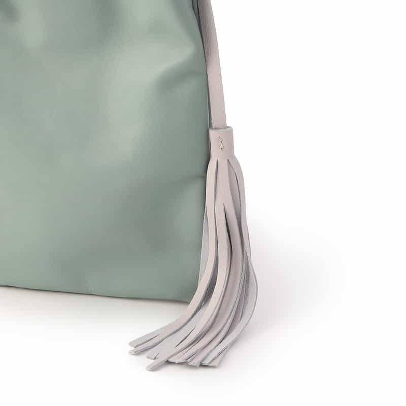 BARNEYS NEW YORK バイカラーフリンジミニポシェット GREEN