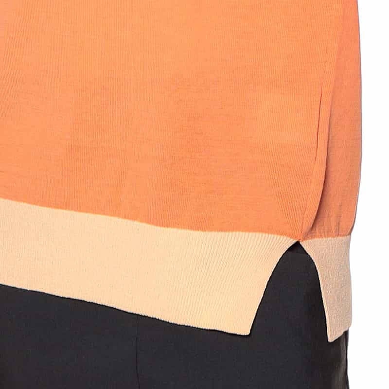 BARNEYS NEW YORK ウォッシャブルバイカラーニットプルオーバー ORANGE