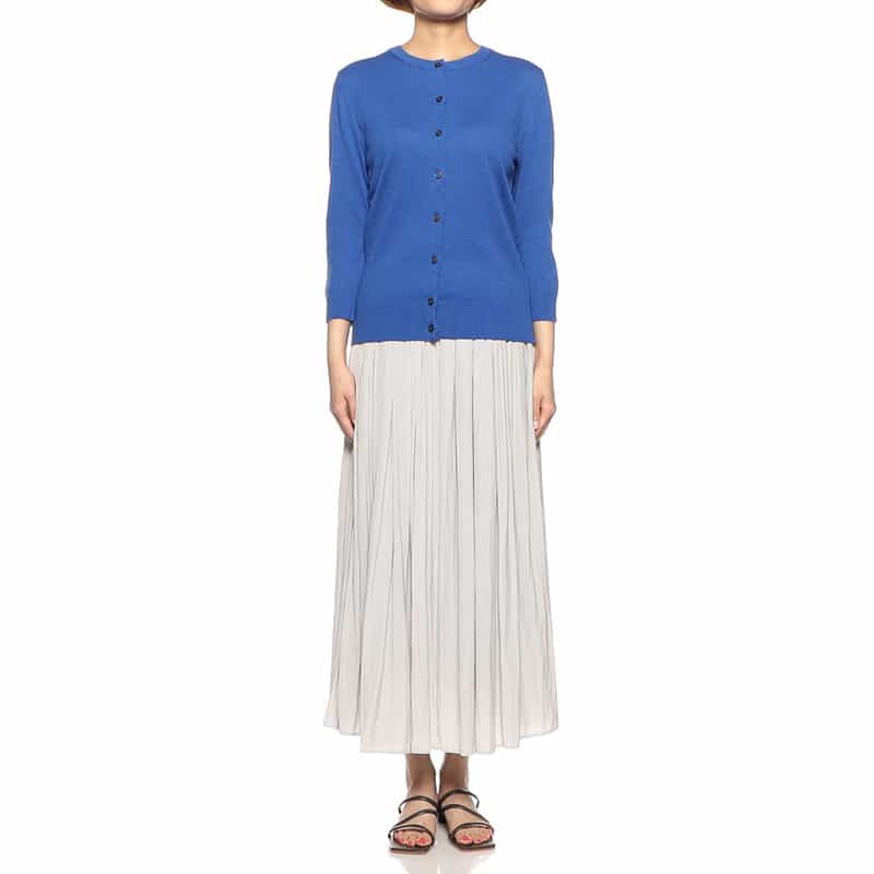 BARNEYS NEW YORK ウォッシャブルコットンクルーネックニットカーディガン BLUE