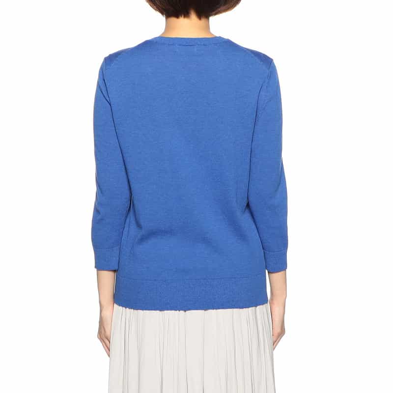 BARNEYS NEW YORK ウォッシャブルコットンクルーネックニットカーディガン BLUE