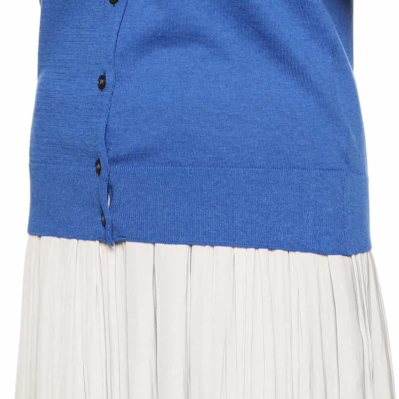 BARNEYS NEW YORK ウォッシャブルコットンクルーネックニットカーディガン BLUE