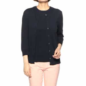 ウォッシャブルコットンクルーネックニットカーディガン