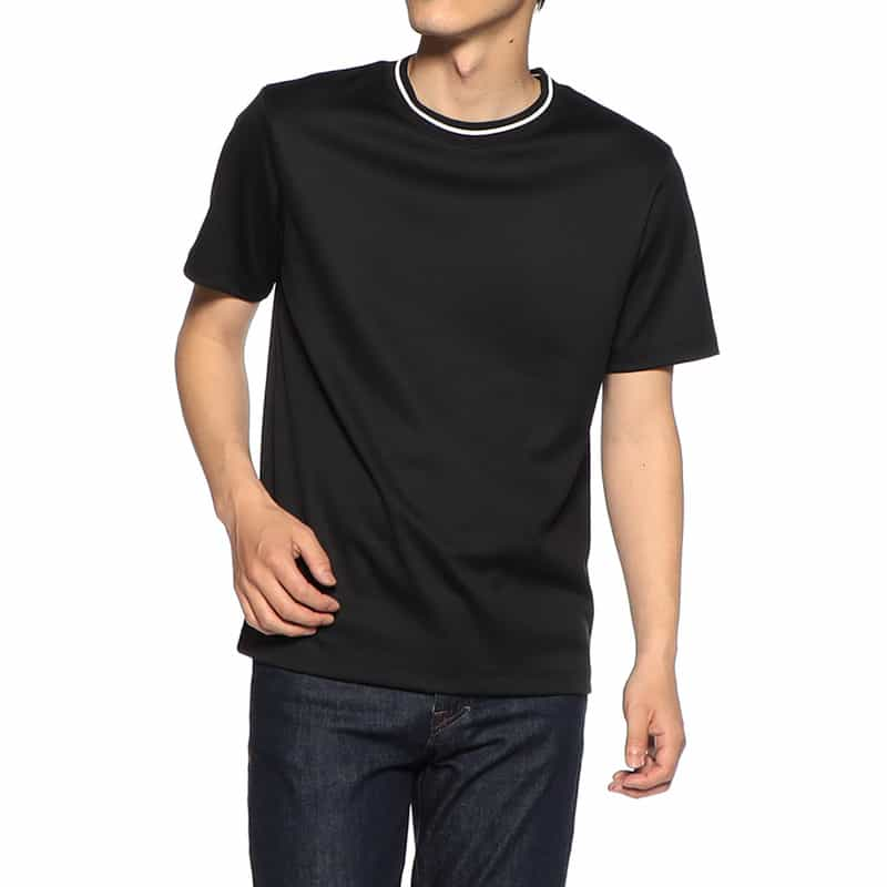 BARNEYS NEW YORK ラインニットTシャツ （ALBINI社製コットン使用） BLACK