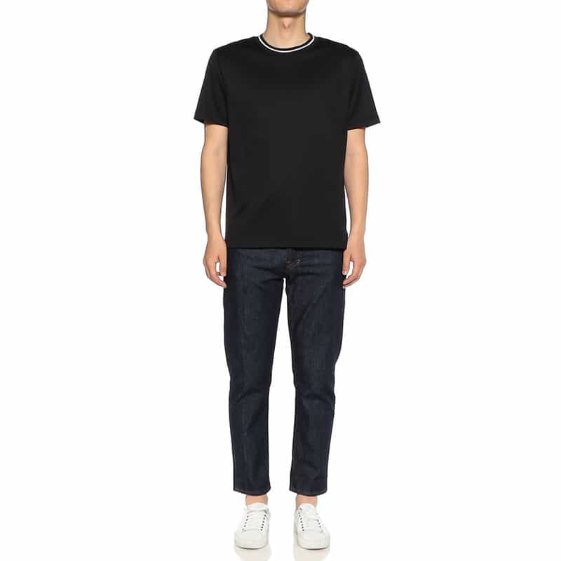 BARNEYS NEW YORK ラインニットTシャツ (ALBINI社製コットン使用) BLACK