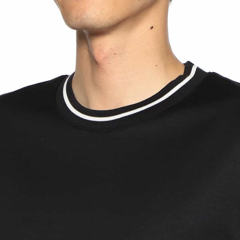 BARNEYS NEW YORK ラインニットTシャツ (ALBINI社製コットン使用) BLACK