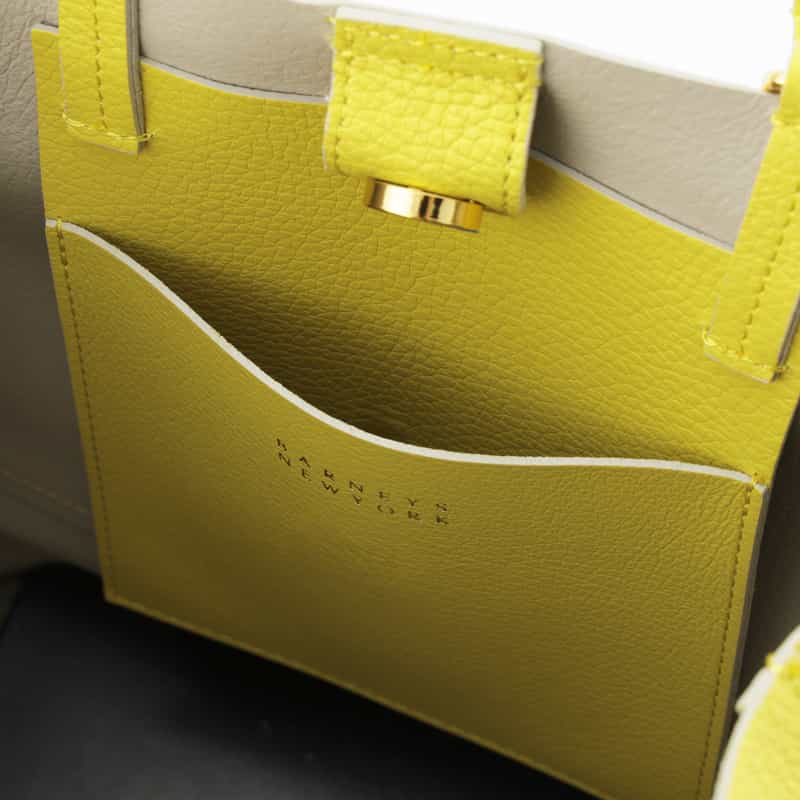 BARNEYS NEW YORK 縦型レザートートバッグ YELLOW